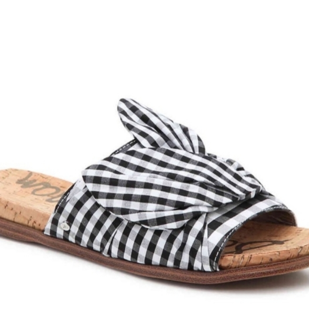 Sam Edelman Heidi Bow Sandal Black White 10 Preppy Cottagecore Coastal
